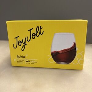 Joy Jolt Stemless Wine Glasses Set Of 4 - 19 Oz Clear Glass TumblersRed & White